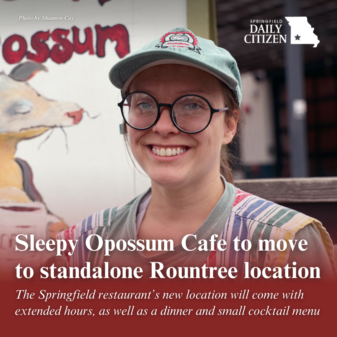 Dani Hunnell, owner of the Sleepy Opossum Cafe. Text on the image reads: "Sleepy Opossum Cafe to move to standalone Rountree location. The Springfield restaurant's new location will come with extended hours, as well as a dinner and small cocktail menu." (Photo by Shannon Cay) 