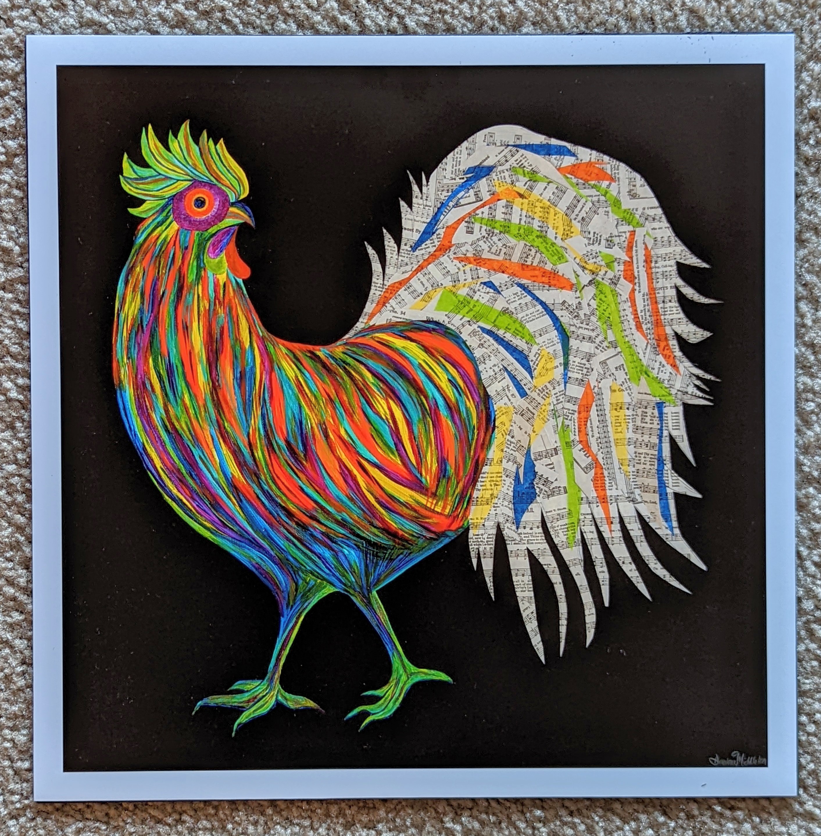 A painting of a rooster