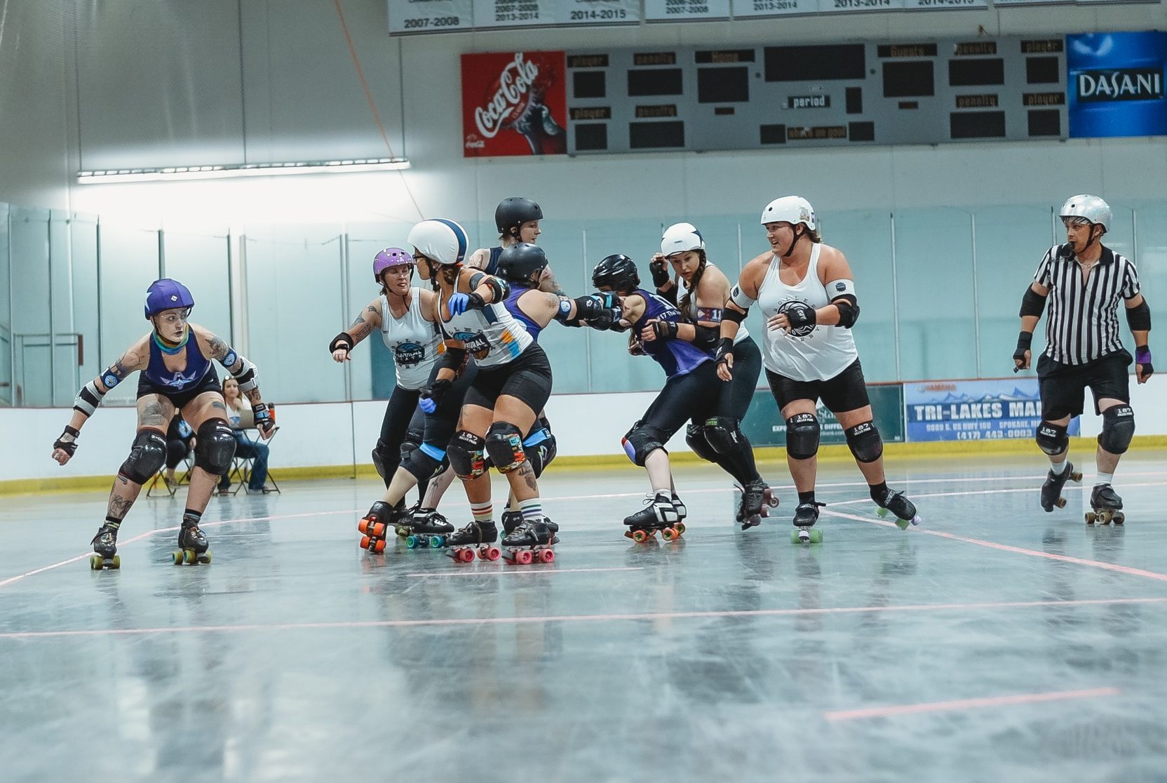 A roller derby bout in Jordan Valley Ice Park