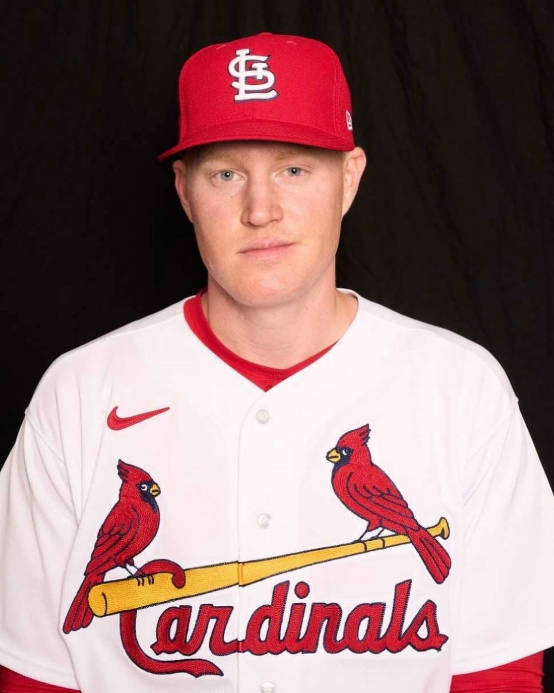 Brett Hammit poses for a photo wearing a St. Louis Cardinals uniform