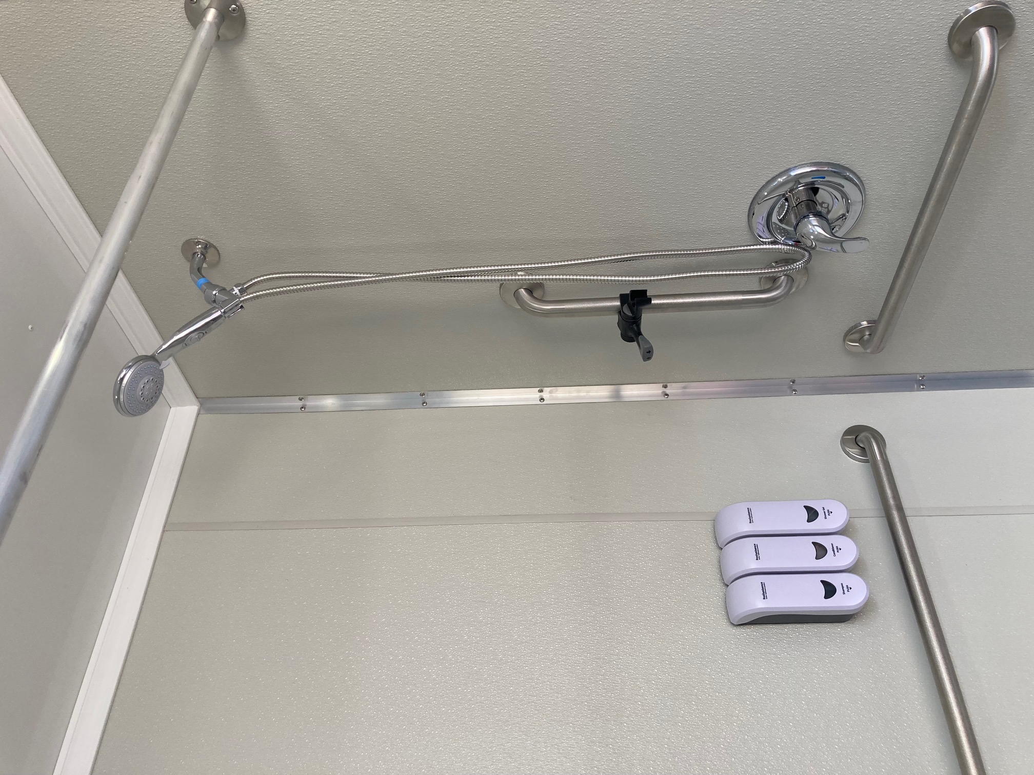 This is the handicap-accessible stall in the Connecting Grounds new shower trailer.