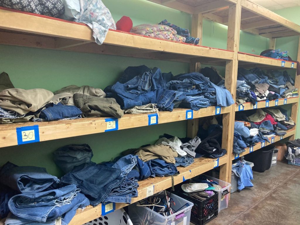Jeans in the clothing closet at Rare Breed Youth Services