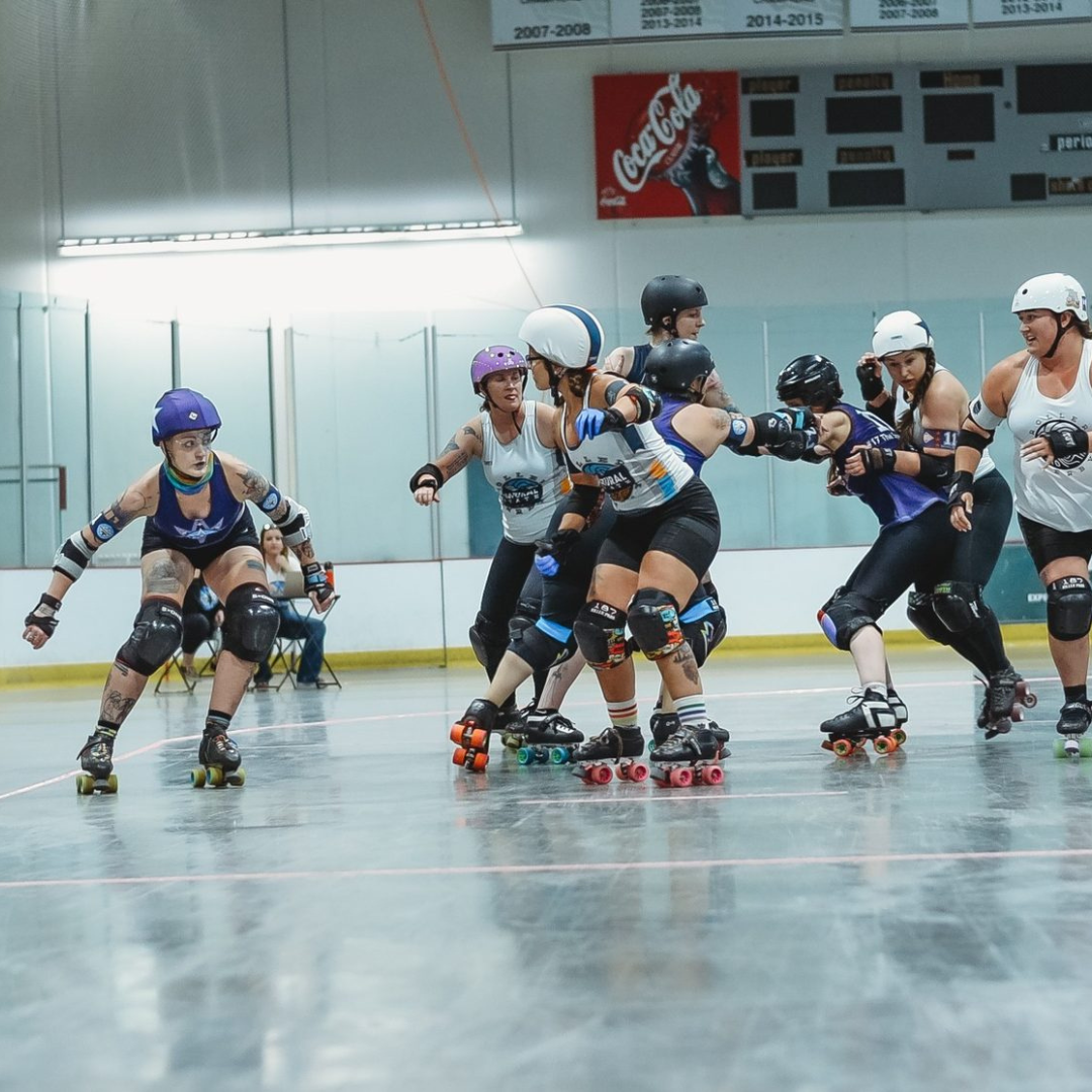 A roller derby bout in Jordan Valley Ice Park