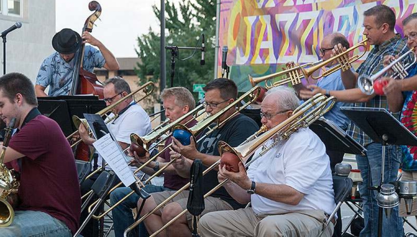 Jazz musicians play their instruments at Celebrate Springfield at Jordan Valley Park in 2022.