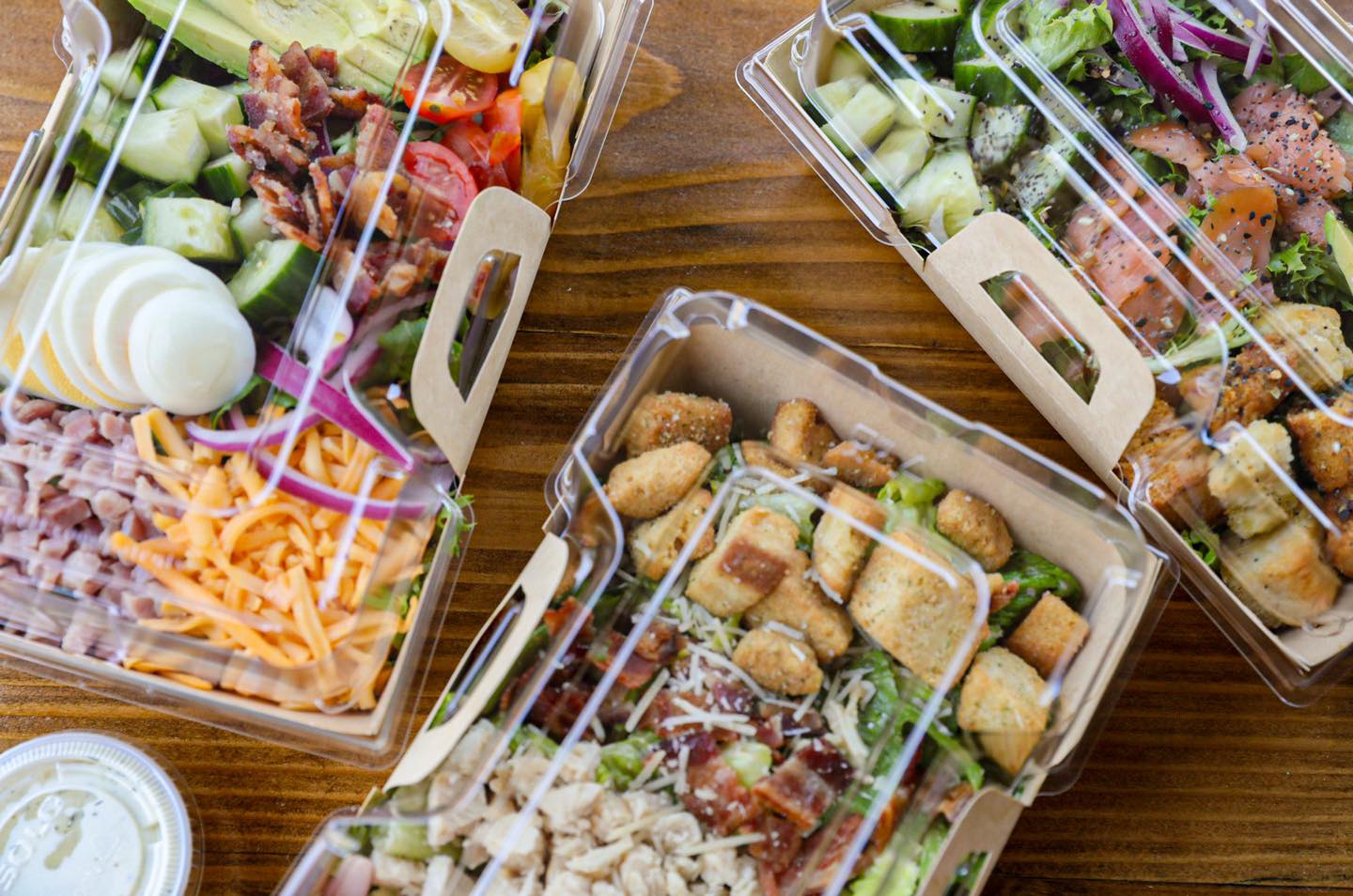 Salads from Lindsay's Kitchen in to-go containers