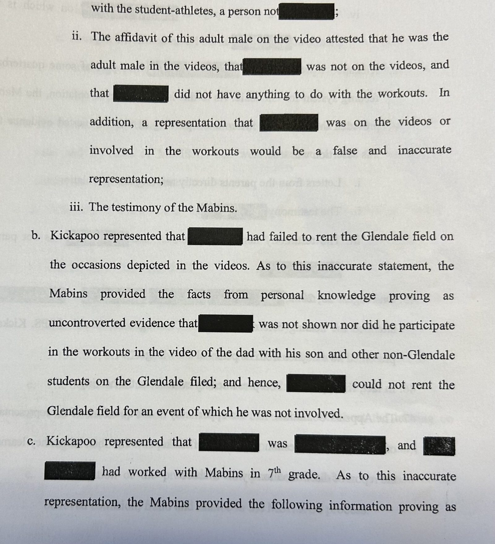 A redacted document from a Springfield court case with a series of names blacked out so they can't be read.