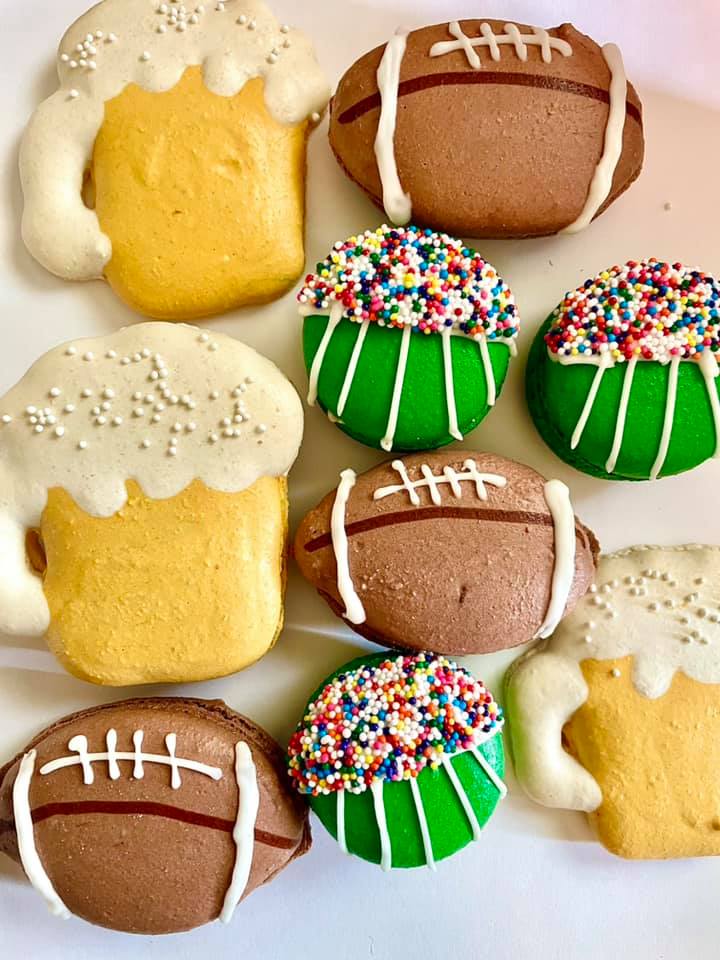 Football-themed macarons from The Sweet Deal in Nixa, Missouri
