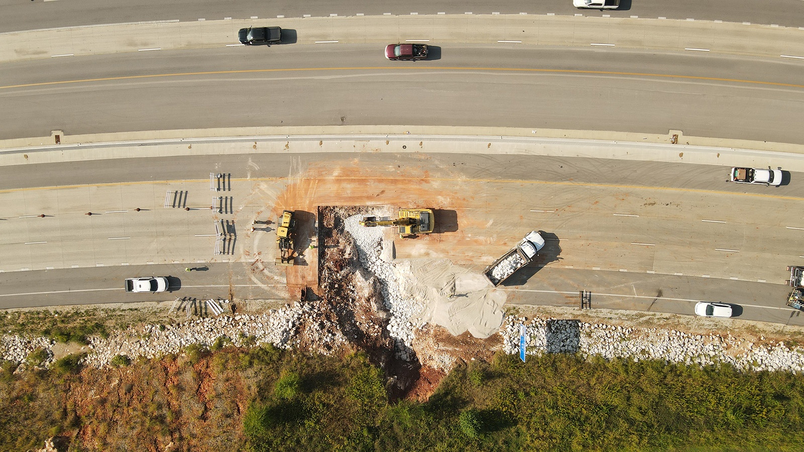 Highway 60 sinkhole repair from the air