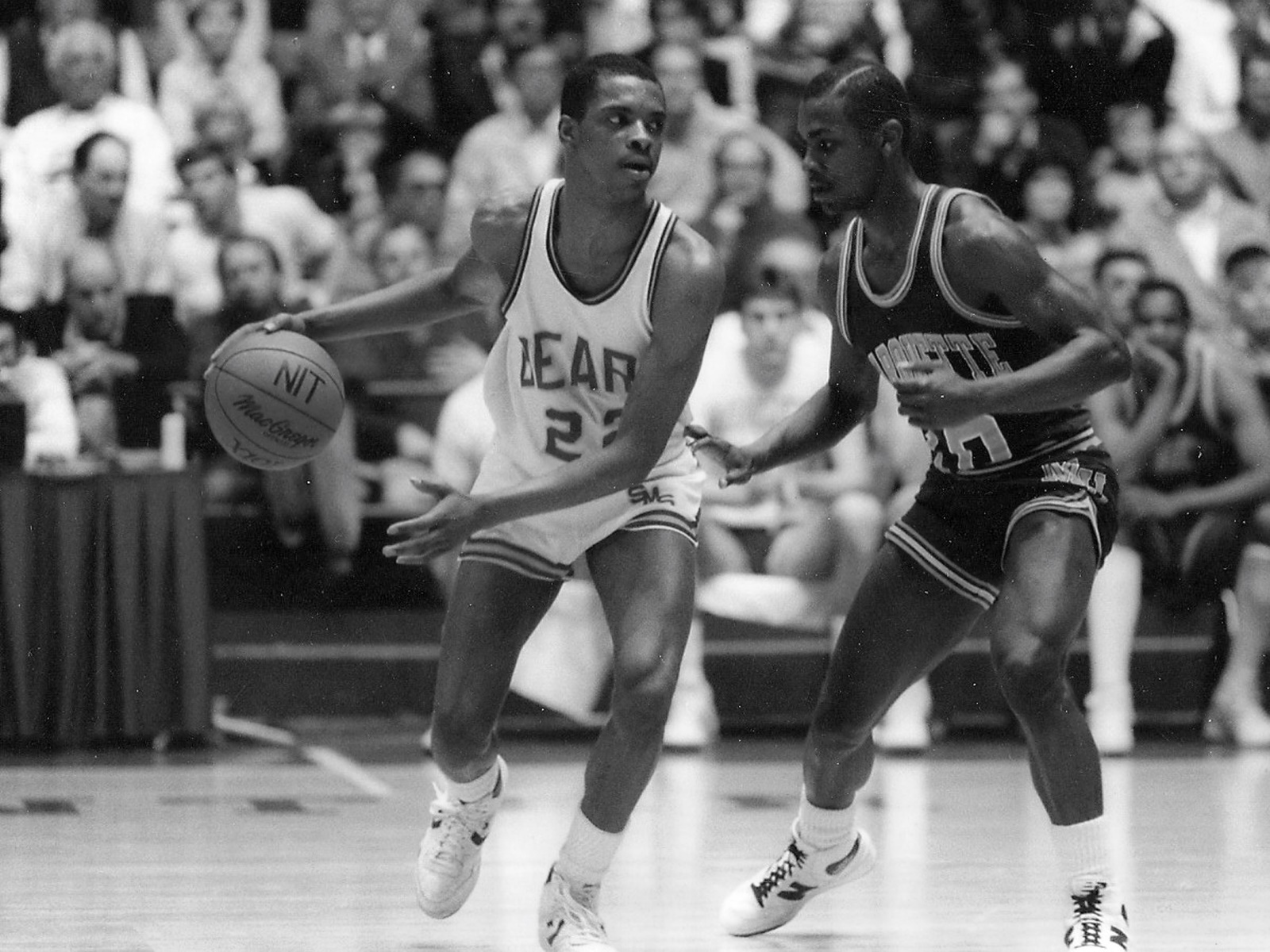 A photo from the mid-1980s of Winston Garland playing basketball for then-Southwest Missouri State University