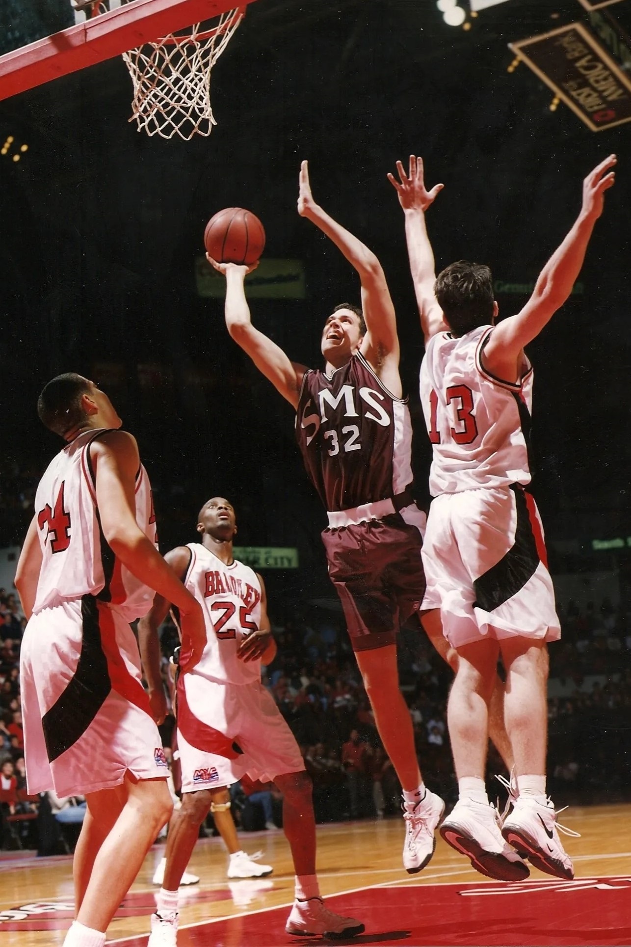 Danny Moore shoots the ball during a mid-1990s game at Bradley University.