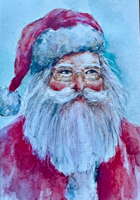 A painting of Santa Claus