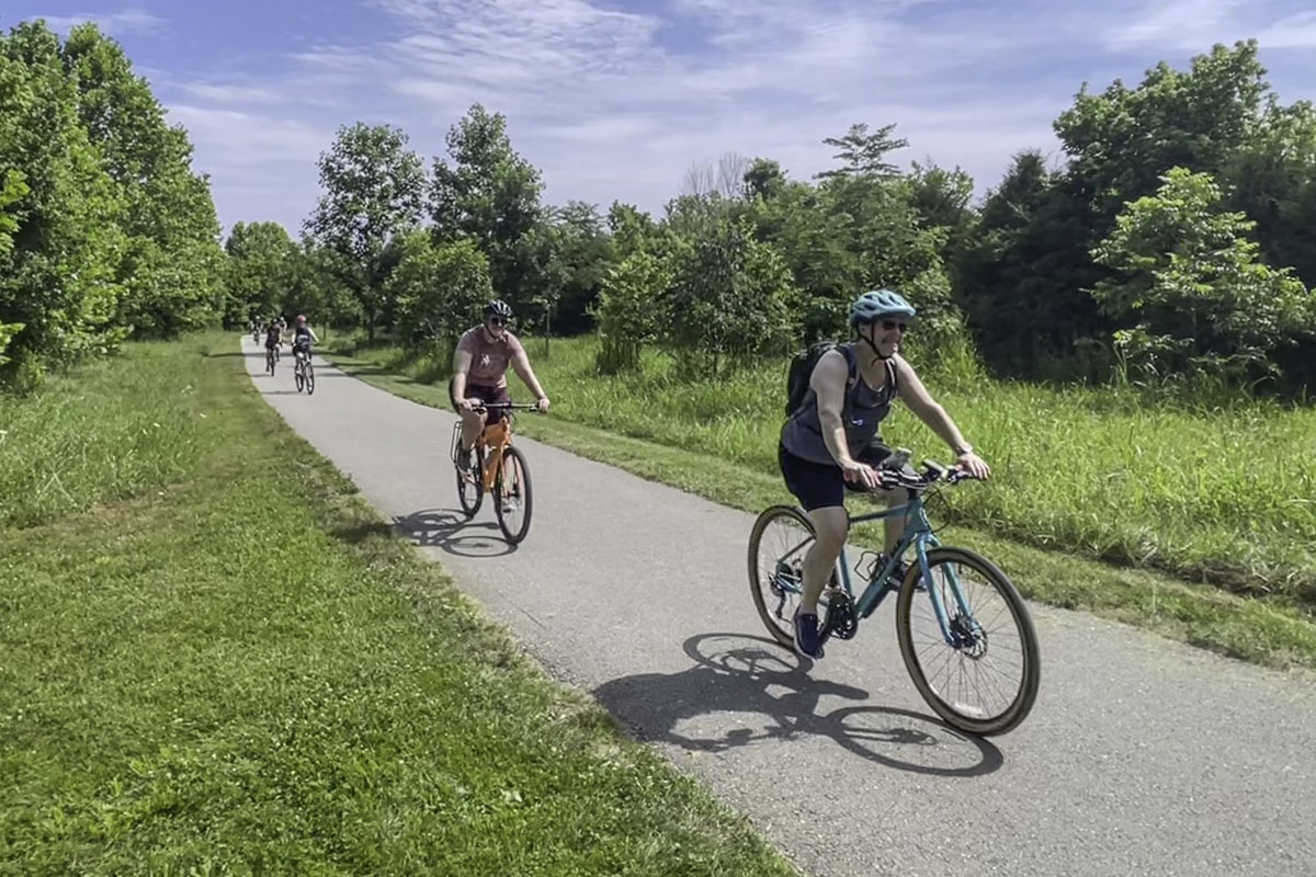 Cyclists ride the Galloway Creek Trail in Springfield. (Photo by Sony Hocklander)