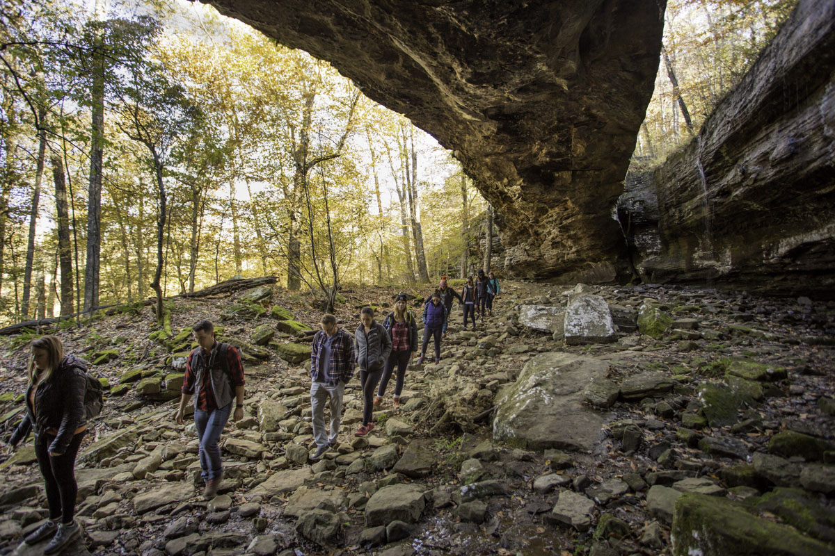 Hikers participate in a guided adventure held at Alum Cove in northwest Arkansas. (Photo by 37 North)