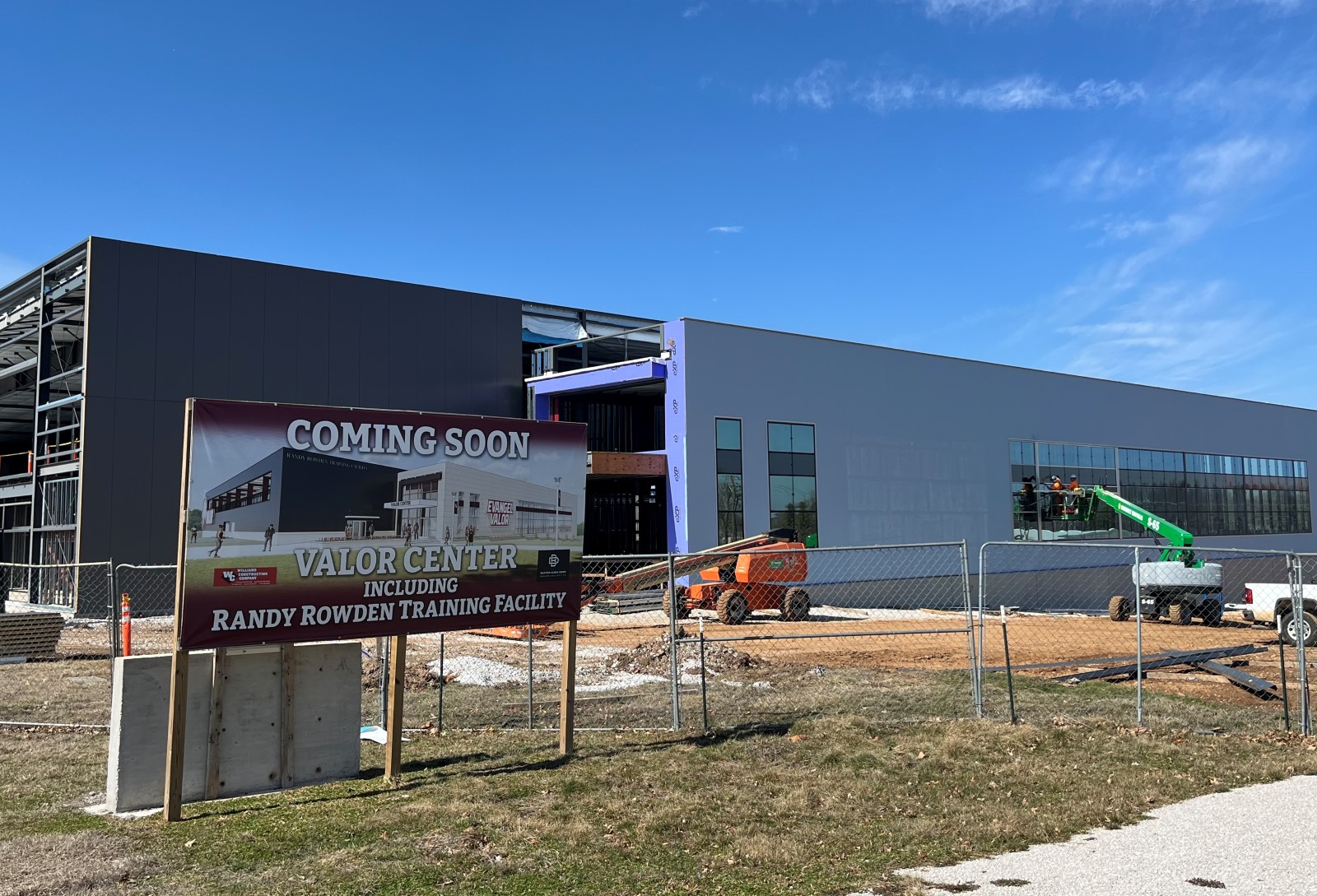Exterior photo of the Valor Center, under construction, on the campus of Evangel University in Springfield, Missouri. (Photo by Lyndal Scranton)