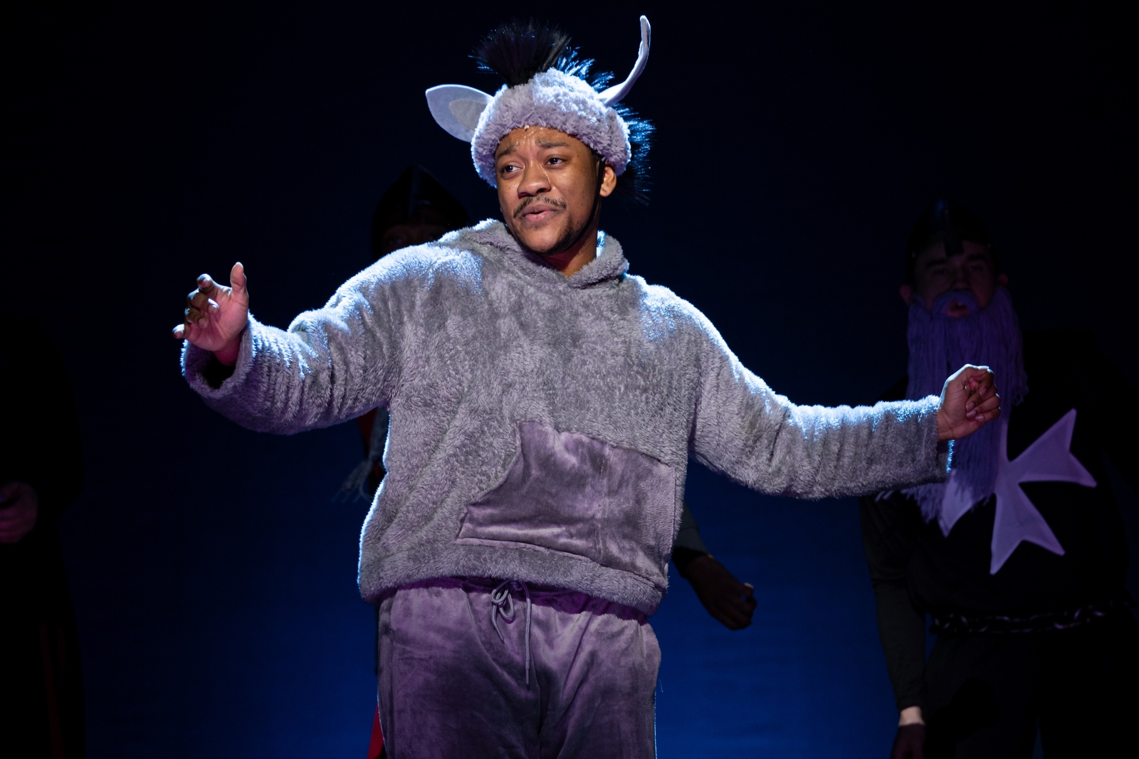 Naphtali Yaakov Curry plays Donkey in "Shrek the Musical." (Photo by Full Out Creative)
