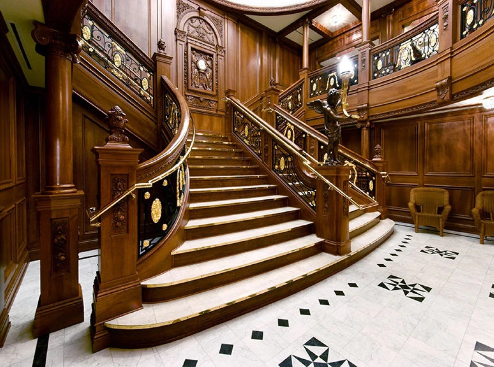 A replica of the Titanic's grand staircase at the Titanic Branson