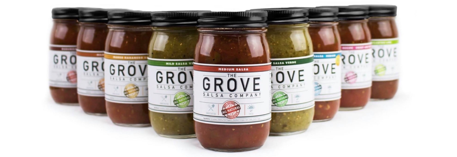 Bottles of salsa from Grove Salsa Company