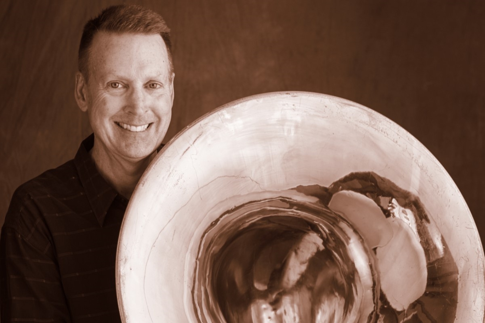 Ralph Hepola poses with his tuba.